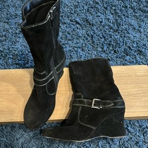 Nine West suede, leather, black, wedge boot